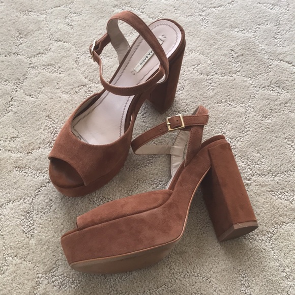 Zara Platform Chunky Heel Sandals